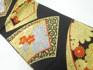 アンティーク　地紙に菊桐模様織出し袋帯（材料）